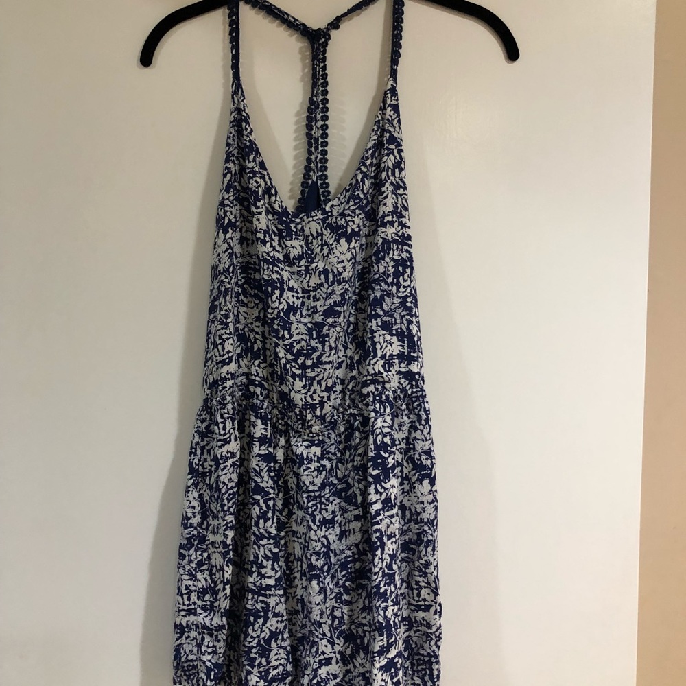 Blue and white romper